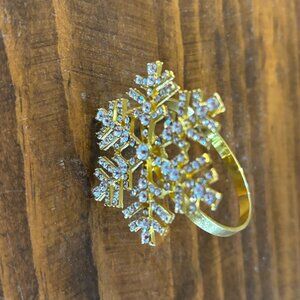 Gold Napkin Ring Snowflake Design New